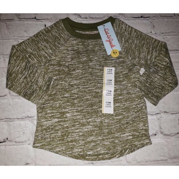NWT Cat & Jack Toddler Boy Size 18mo, 3T, 4T Olive/Cream Long-Sleeve Shirt - Picture 1 of 2